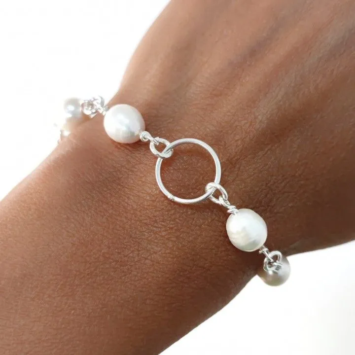 Pulsera Plata Perla