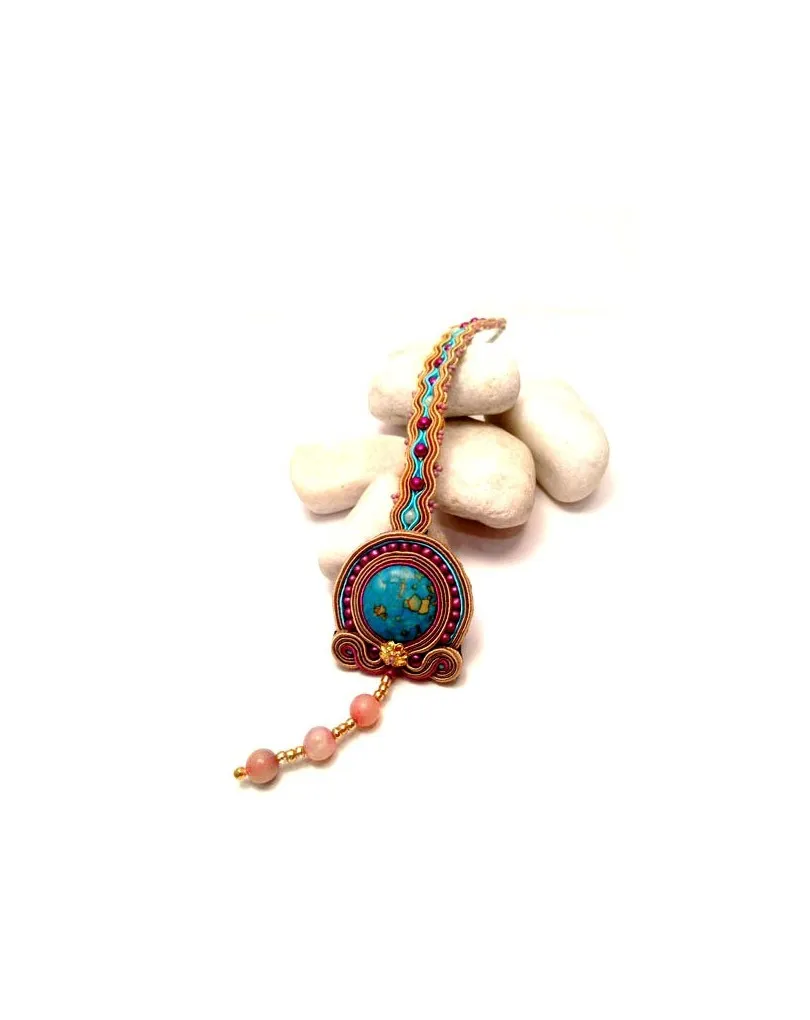 PULSERA  SOUTACHE,PEQUEÑA BUGAMBILLA