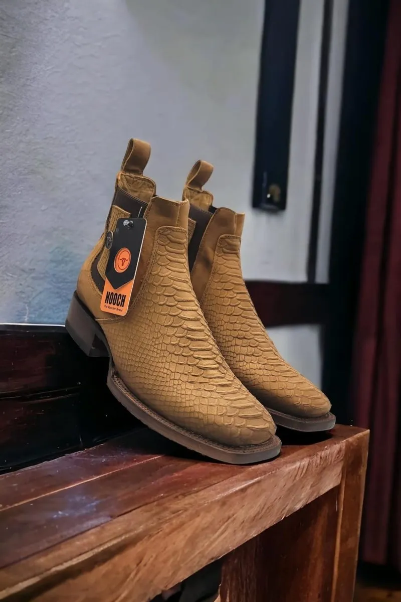 PYTHON PRINT SQUARE TOE ANKLE BOOTS  ORYX