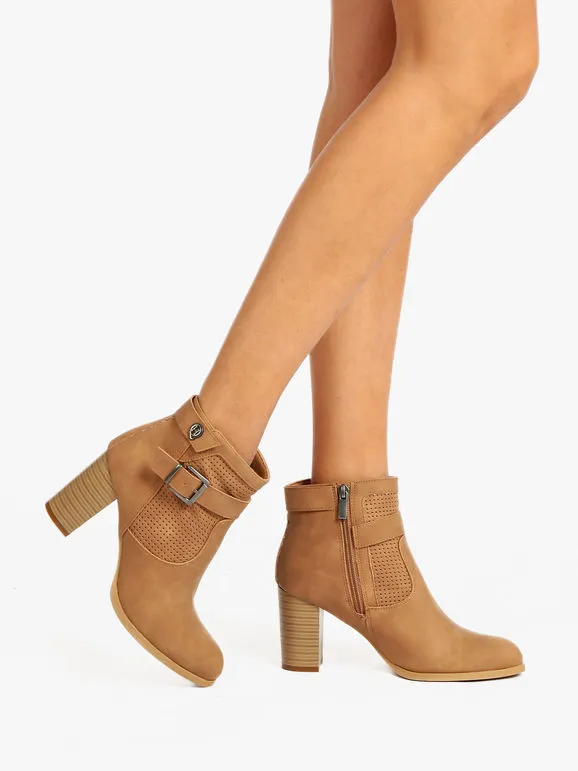 Queen Helena Botines de verano con hebilla y tacón