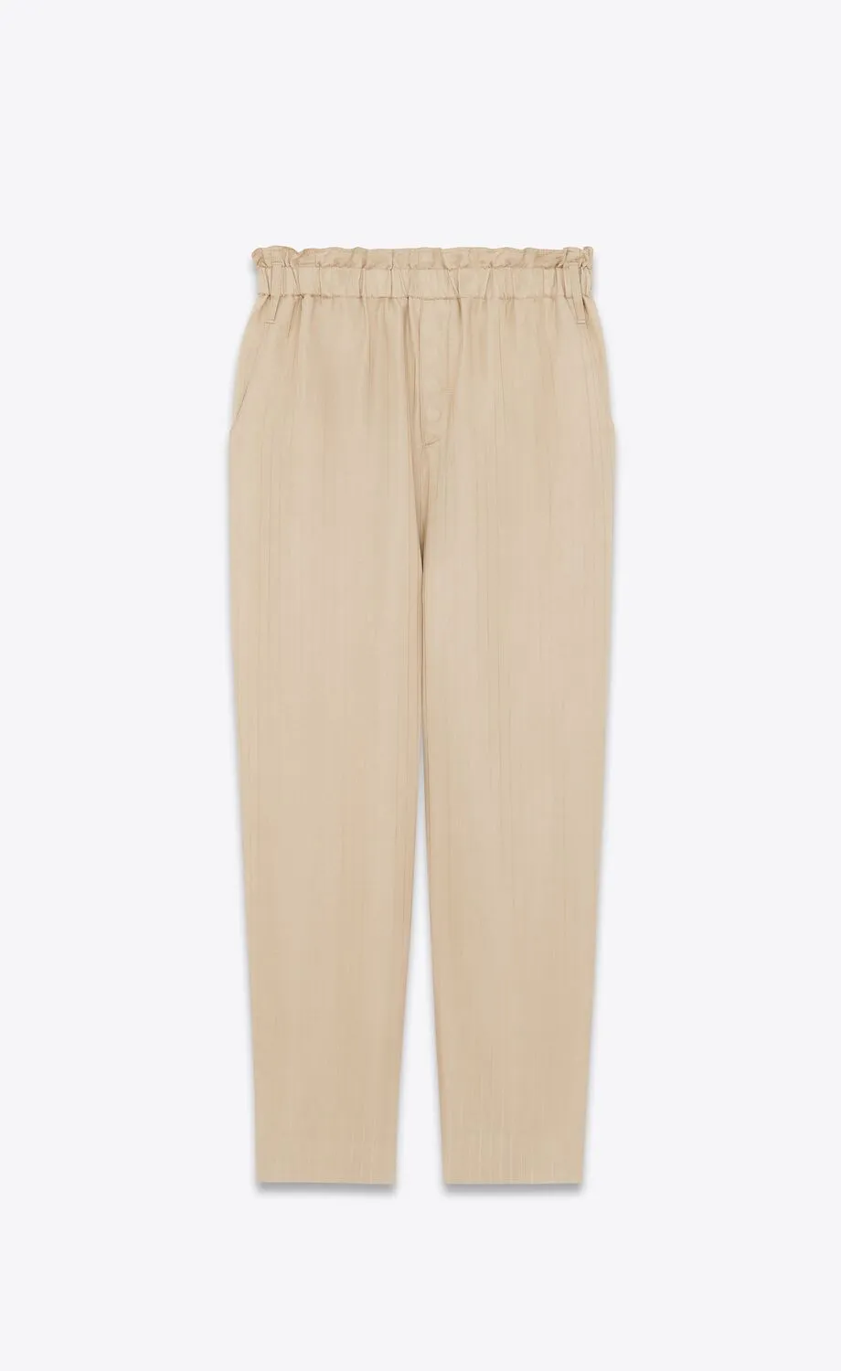 SAINT LAURENT HIGHWAISTED PANTS IN MATTE AND SHINY STRIPED SILK SABLE