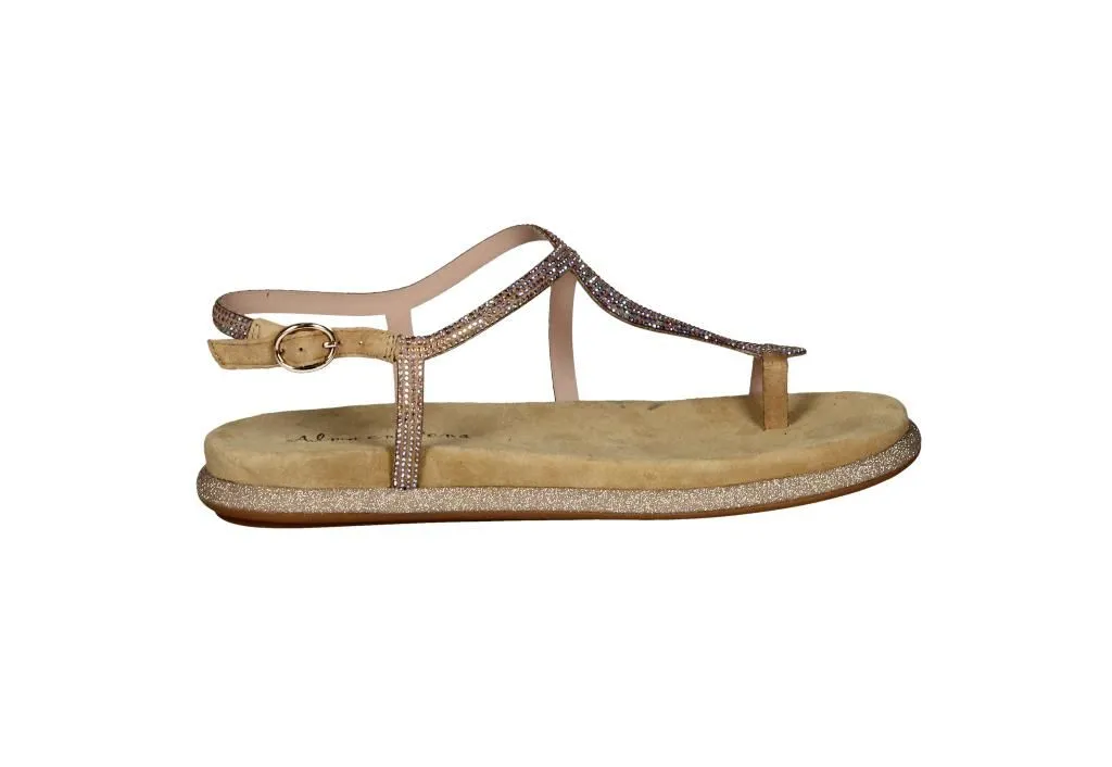 Sandalia Dedo Nobuck Taupe Serpiente Brillantes Piso Glitter