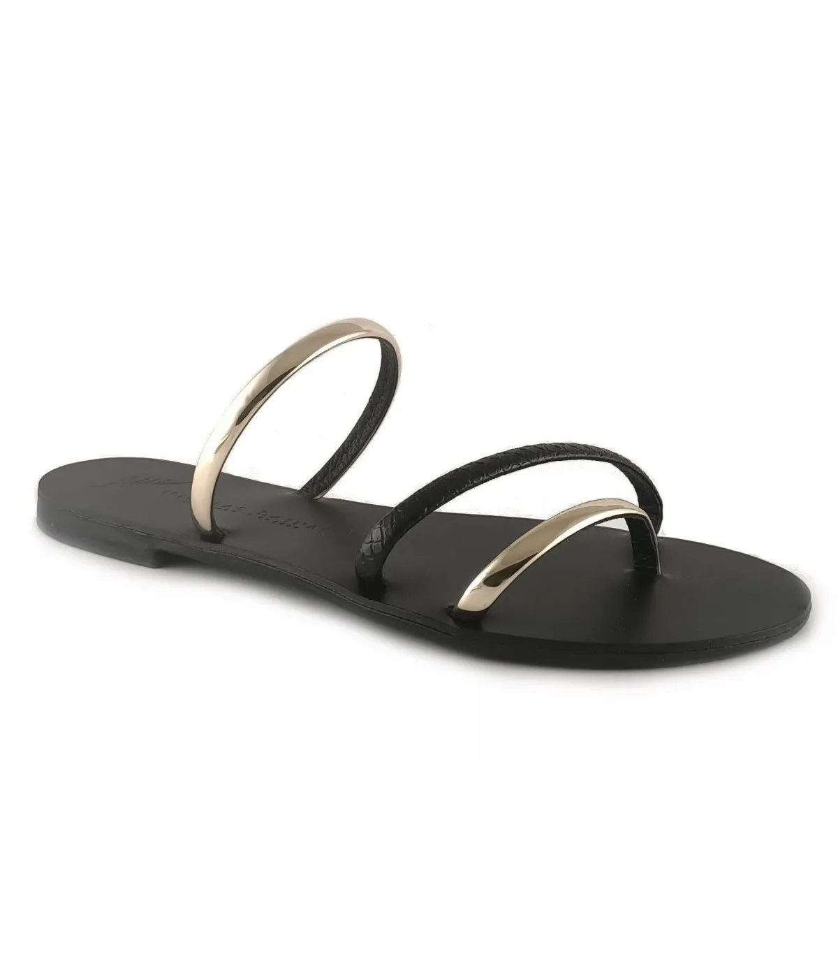 Sandalia para mujer en color negro con metalizado