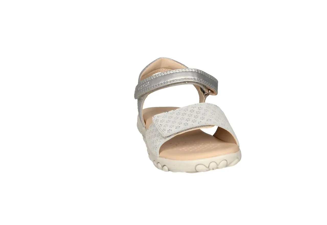Sandalia Plata 2 Velcros Pala Florecitas