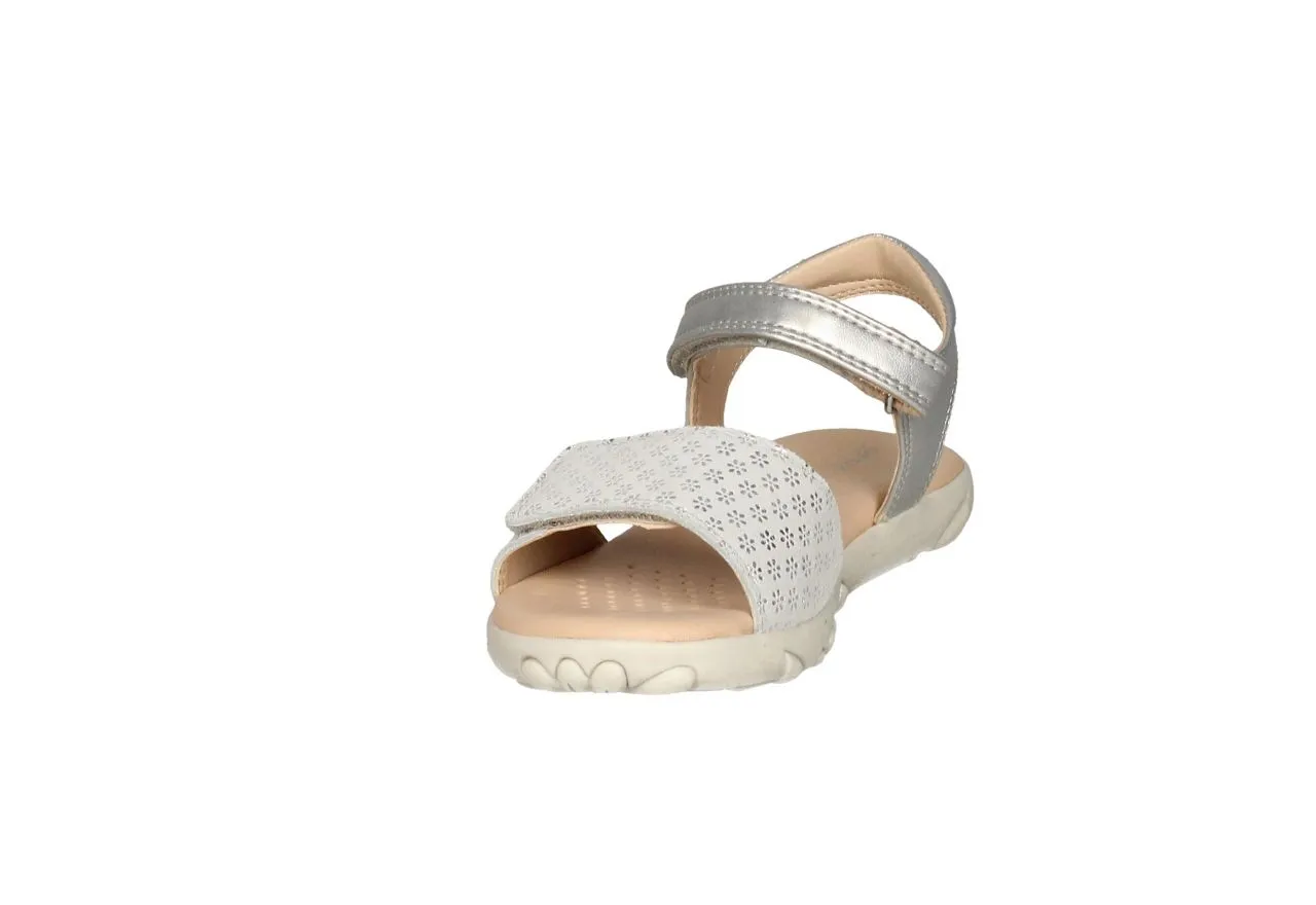 Sandalia Plata 2 Velcros Pala Florecitas