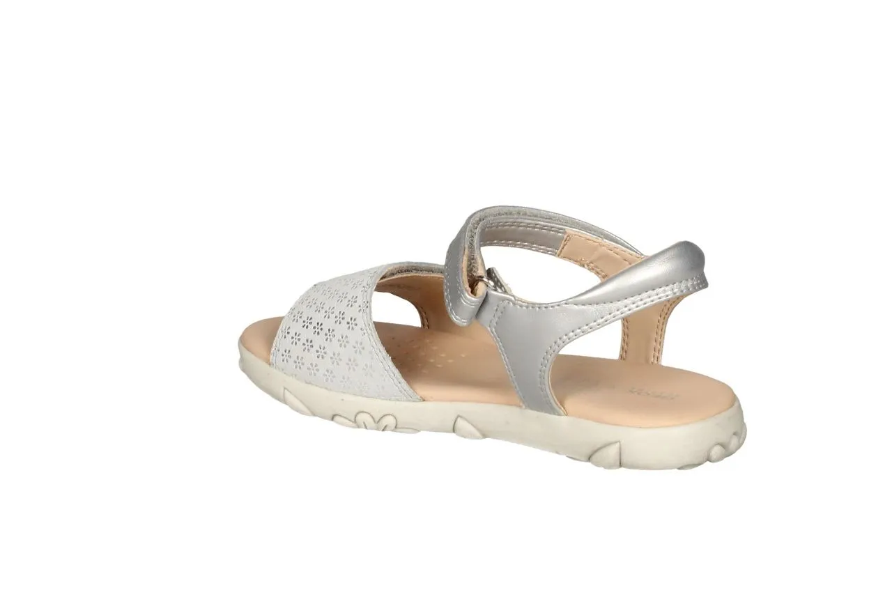 Sandalia Plata 2 Velcros Pala Florecitas