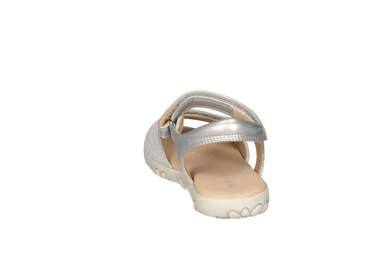 Sandalia Plata 2 Velcros Pala Florecitas