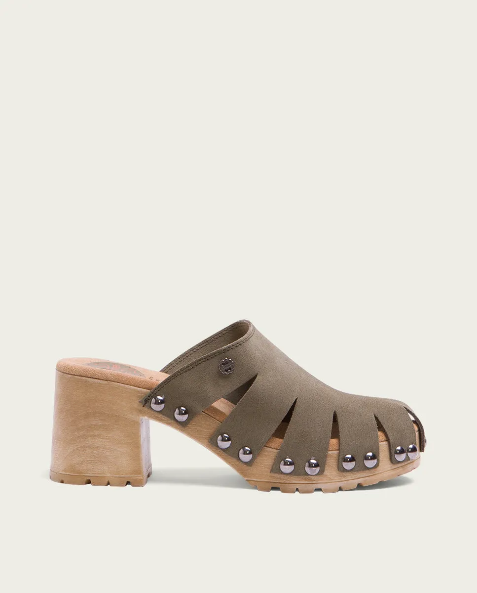 SANDALIA TACÓN SERRAJE KAKI GIA