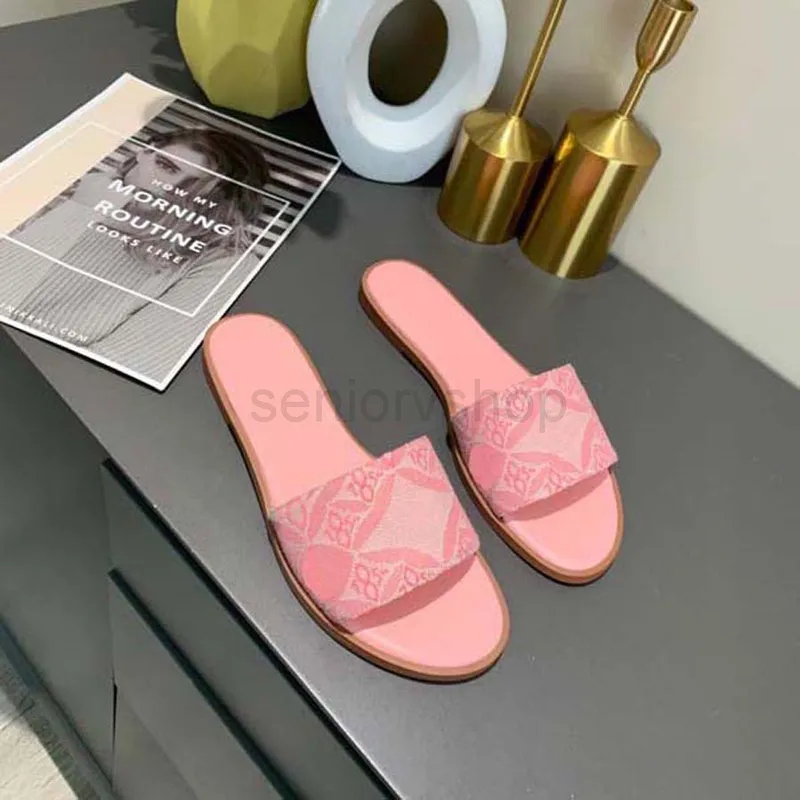 Sandalias clásicas zapatillas diapositivas Floral brocado Gear bottoms Chanclas mujer rayas Beach causal slipper home011 27