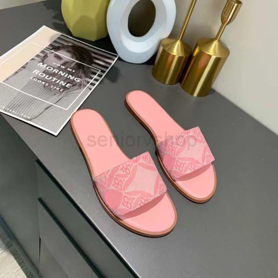 Sandalias clásicas zapatillas diapositivas Floral brocado Gear bottoms Chanclas mujer rayas Beach causal slipper home011 27