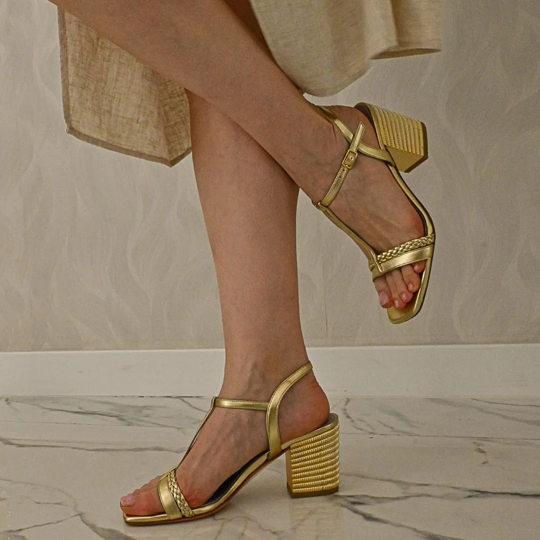 Sandalias de Tacón Dorado | Albano 5080