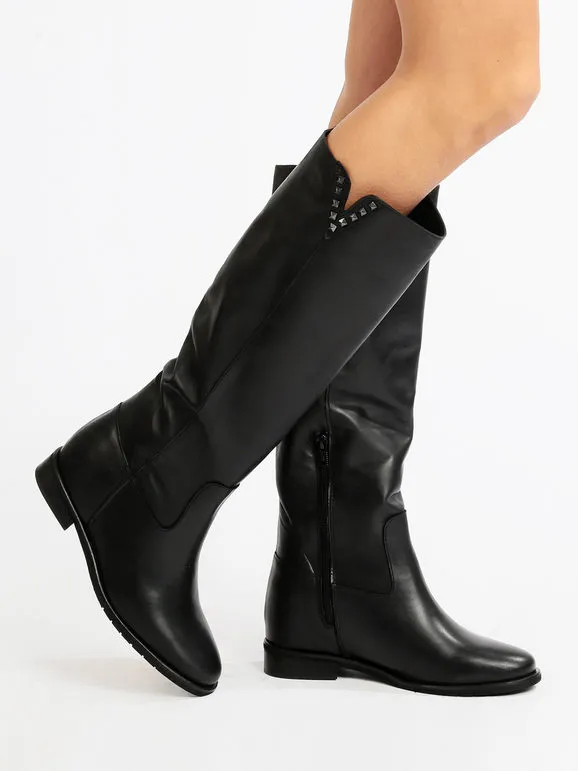 Solada Botas de mujer de piel con tachuelas