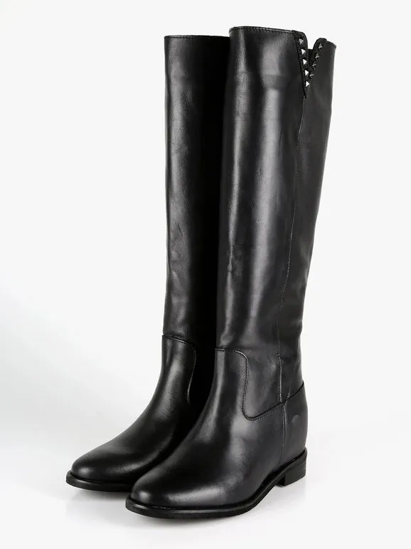 Solada Botas de mujer de piel con tachuelas