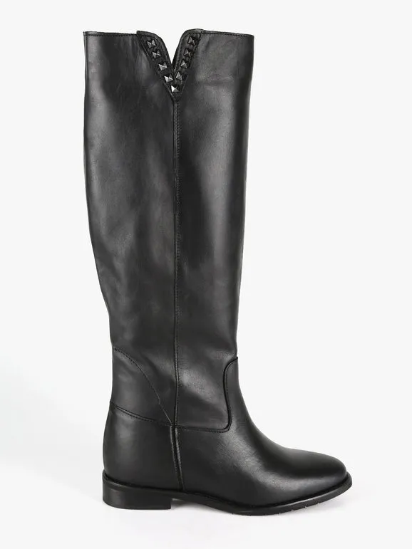 Solada Botas de mujer de piel con tachuelas