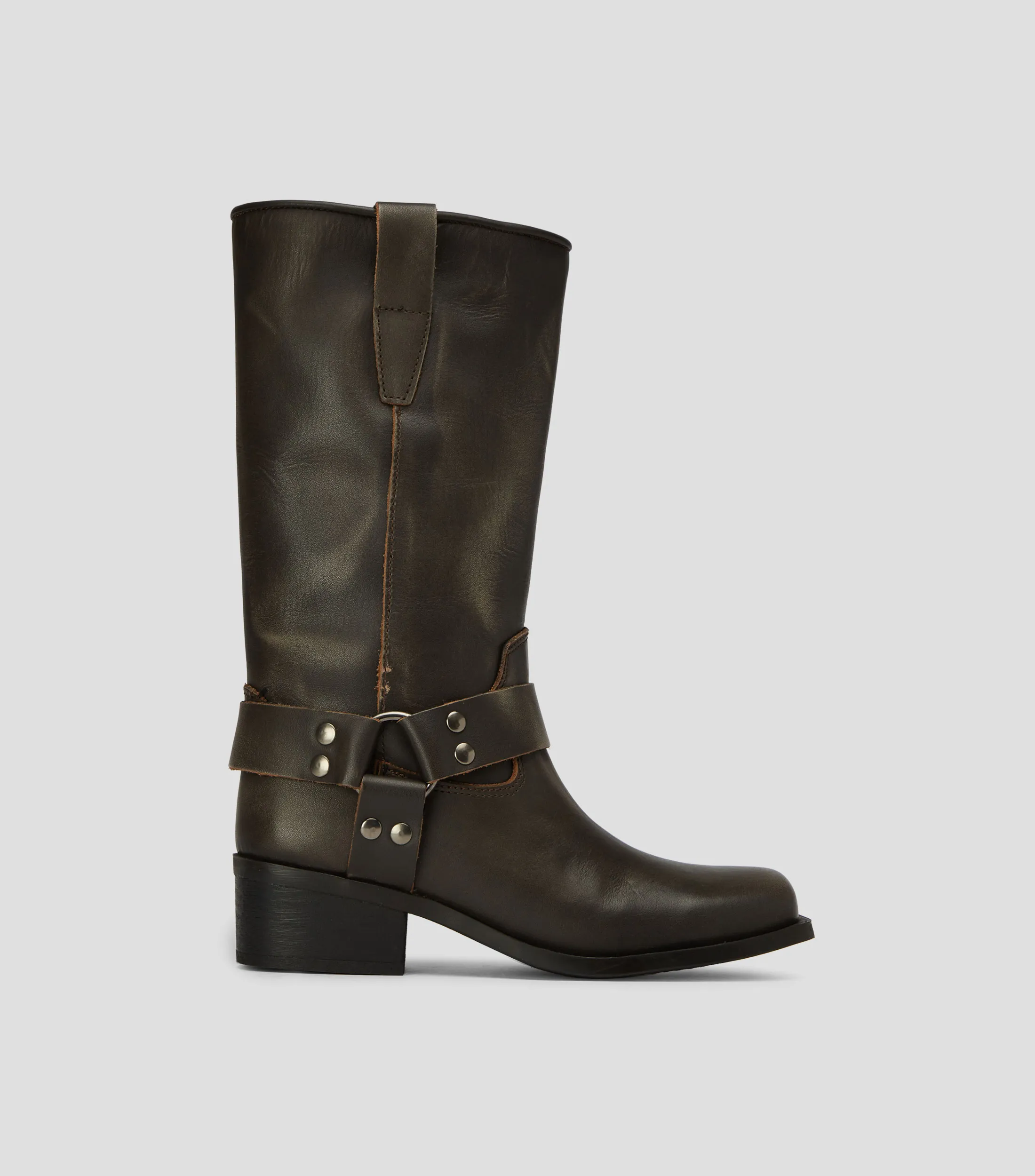 Steve Madden Botas casuales medias en piel vacuna con tacón bajo ancho Mujer