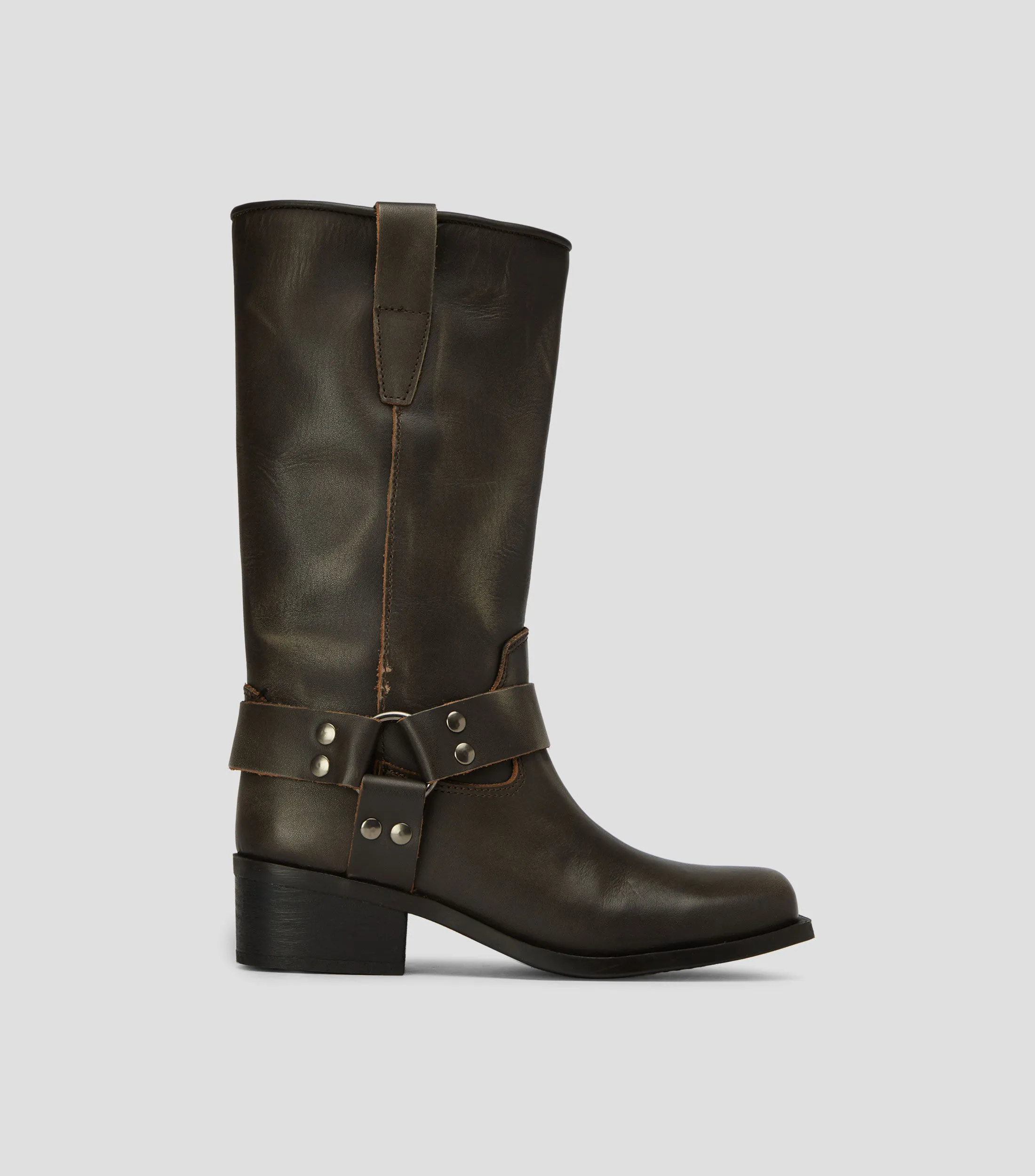 Steve Madden Botas casuales medias en piel vacuna con tacón bajo ancho Mujer