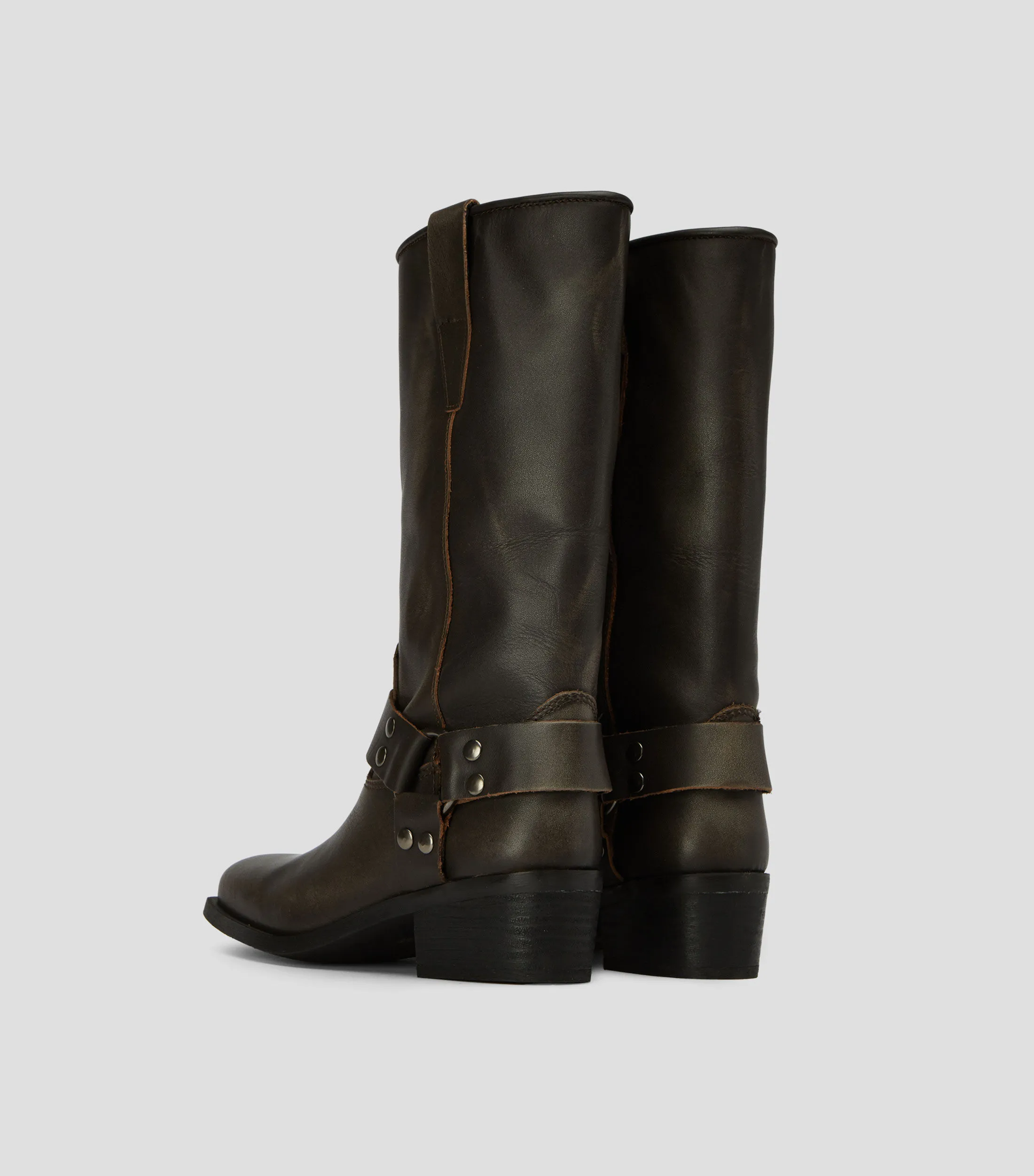 Steve Madden Botas casuales medias en piel vacuna con tacón bajo ancho Mujer