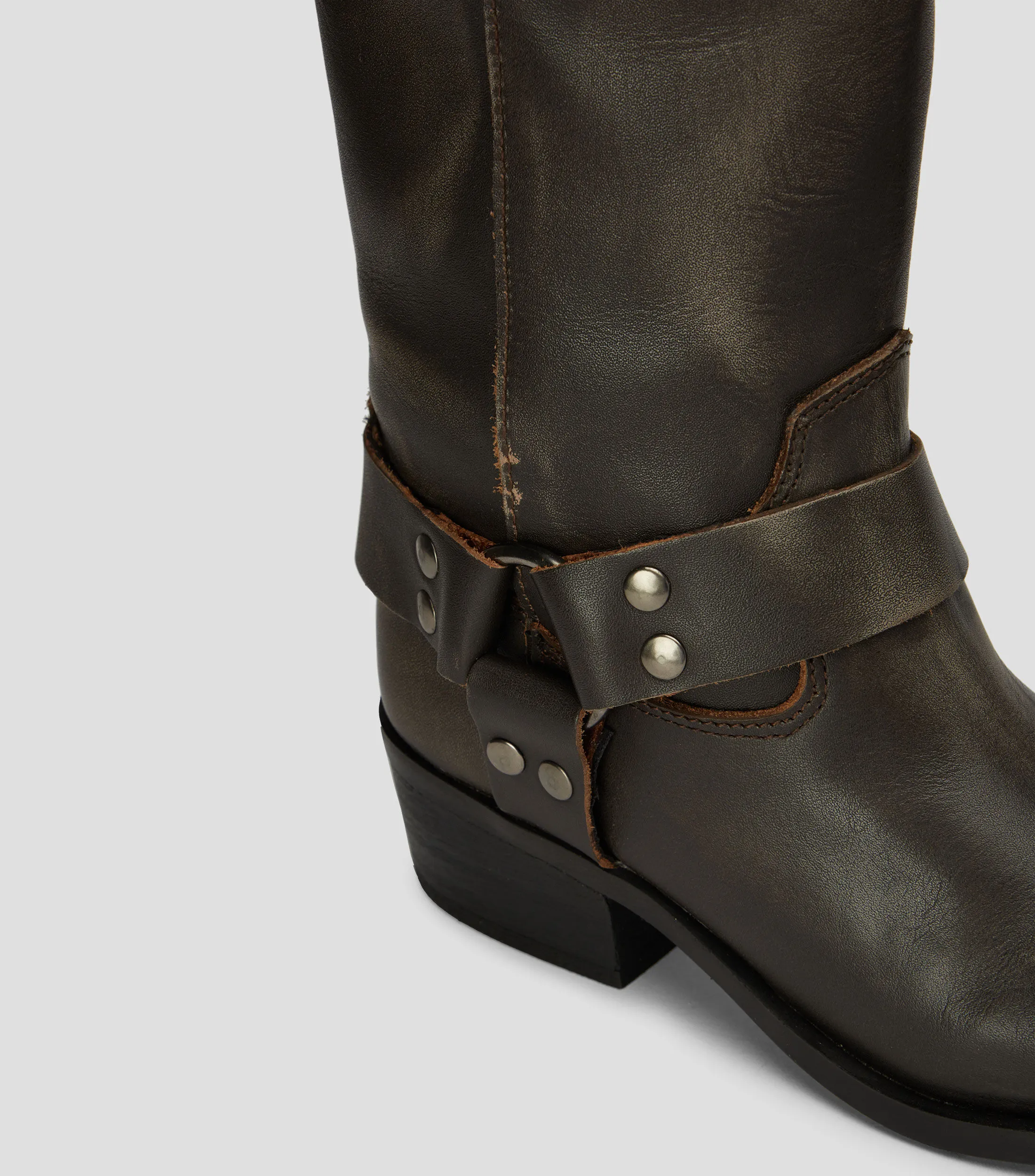 Steve Madden Botas casuales medias en piel vacuna con tacón bajo ancho Mujer