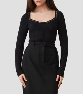 SUNCOO Suéter de cuello cuadrado Mujer
