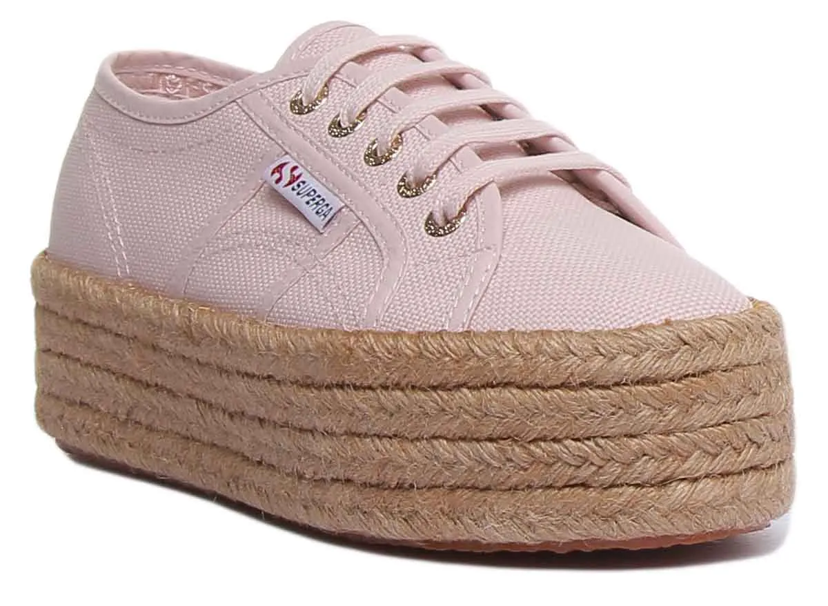 Superga 2790 COTROPEW Zapatillas con suela de plataforma con cuerda alrededor para mujer en rosa