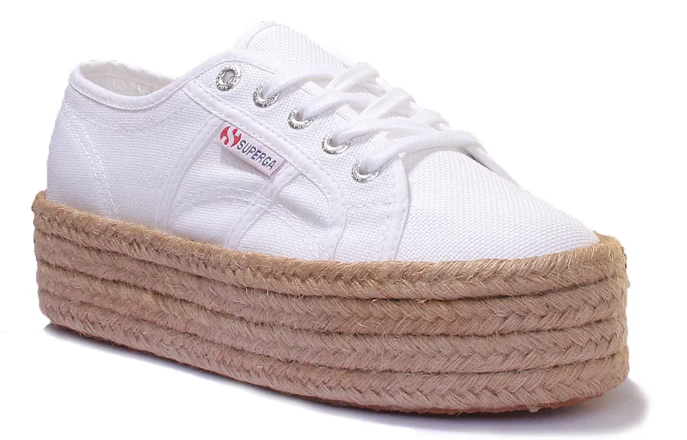 Superga 2790 COTROPEW Zapatillas con suela de plataforma con cuerda alrededor para mujer en rosa