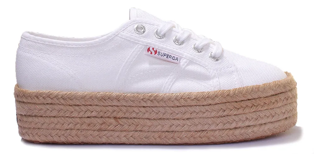 Superga 2790 COTROPEW Zapatillas con suela de plataforma con cuerda alrededor para mujer en rosa