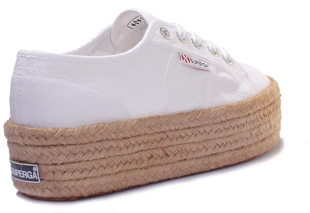 Superga 2790 COTROPEW Zapatillas con suela de plataforma con cuerda alrededor para mujer en rosa