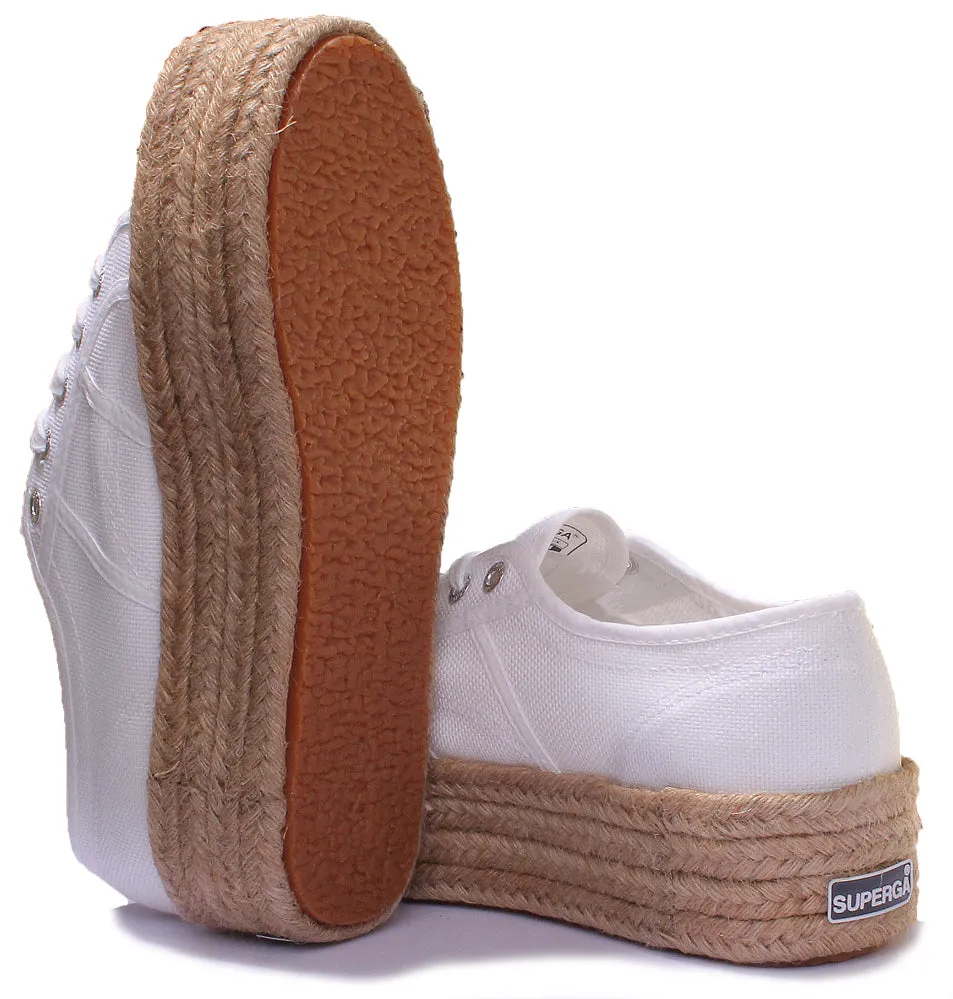 Superga 2790 COTROPEW Zapatillas con suela de plataforma con cuerda alrededor para mujer en rosa