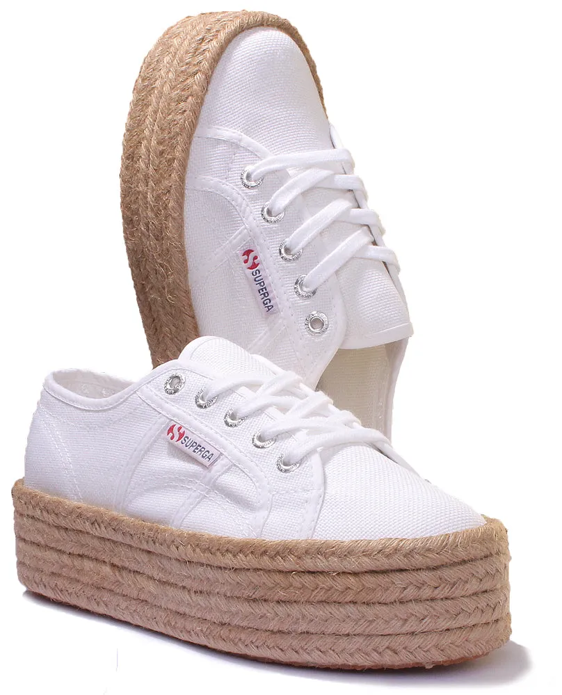 Superga 2790 COTROPEW Zapatillas con suela de plataforma con cuerda alrededor para mujer en rosa