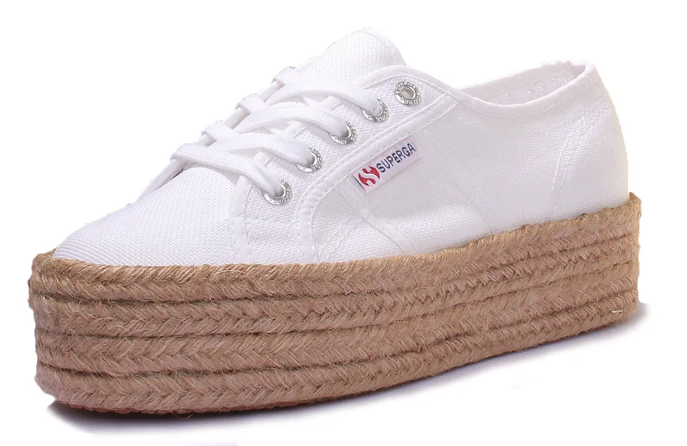 Superga 2790 COTROPEW Zapatillas con suela de plataforma con cuerda alrededor para mujer en rosa