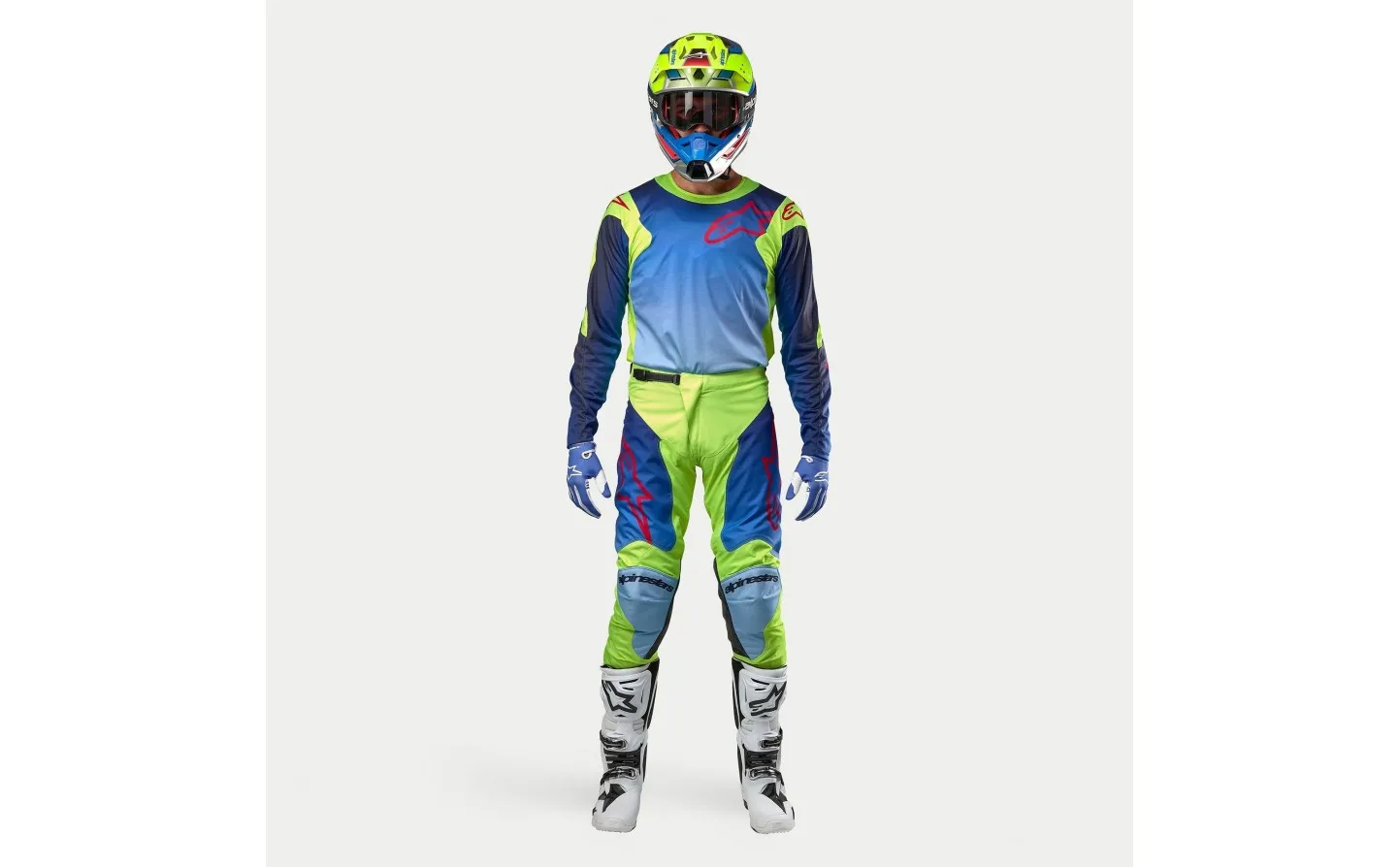 Traje Alpinestars Racer Hoen Amarillo Fluor Azul Marino