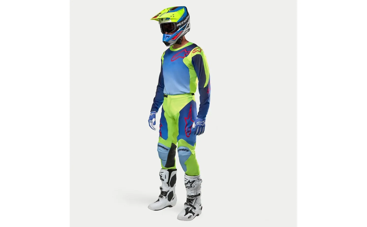 Traje Alpinestars Racer Hoen Amarillo Fluor Azul Marino