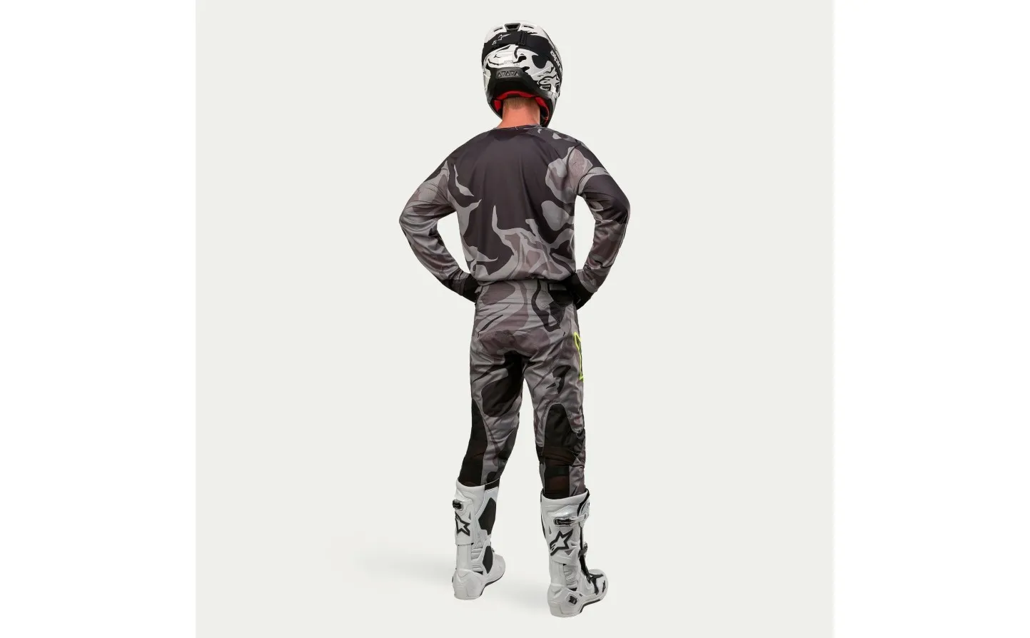 Traje Alpinestars Racer Tactical Camuflaje Gris Amarillo Fluor