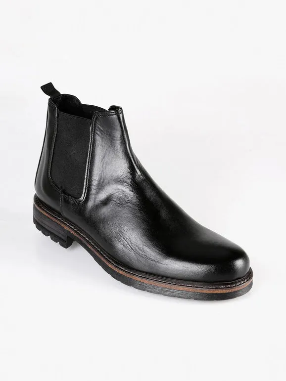 Tusichevali Botas Chelsea en cuero negro