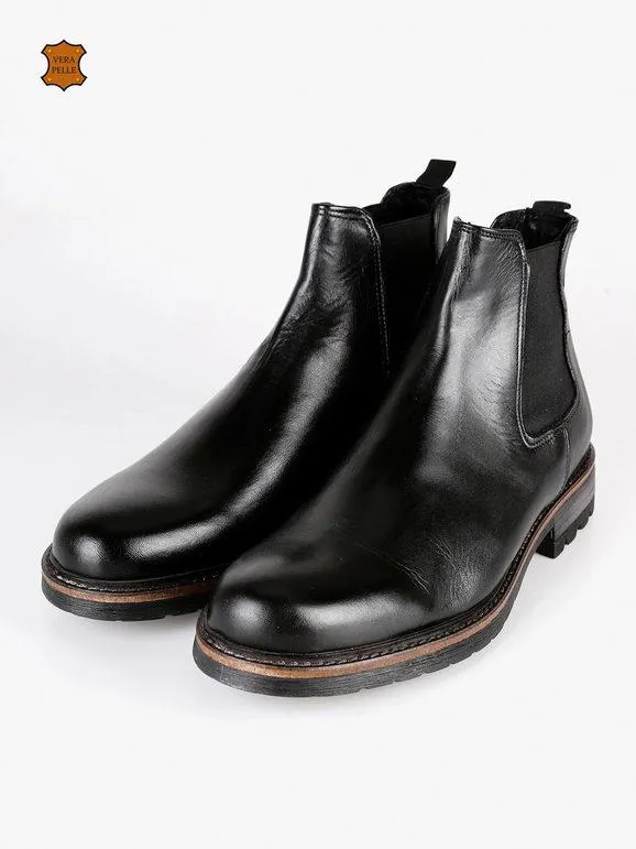 Tusichevali Botas Chelsea en cuero negro