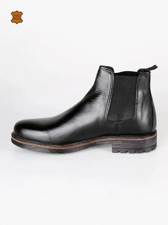 Tusichevali Botas Chelsea en cuero negro