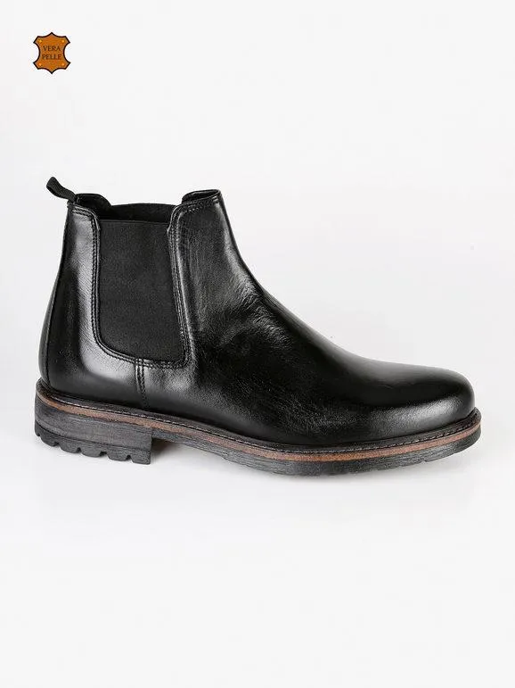Tusichevali Botas Chelsea en cuero negro