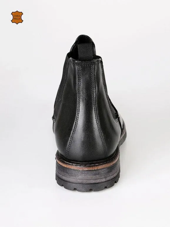 Tusichevali Botas Chelsea en cuero negro