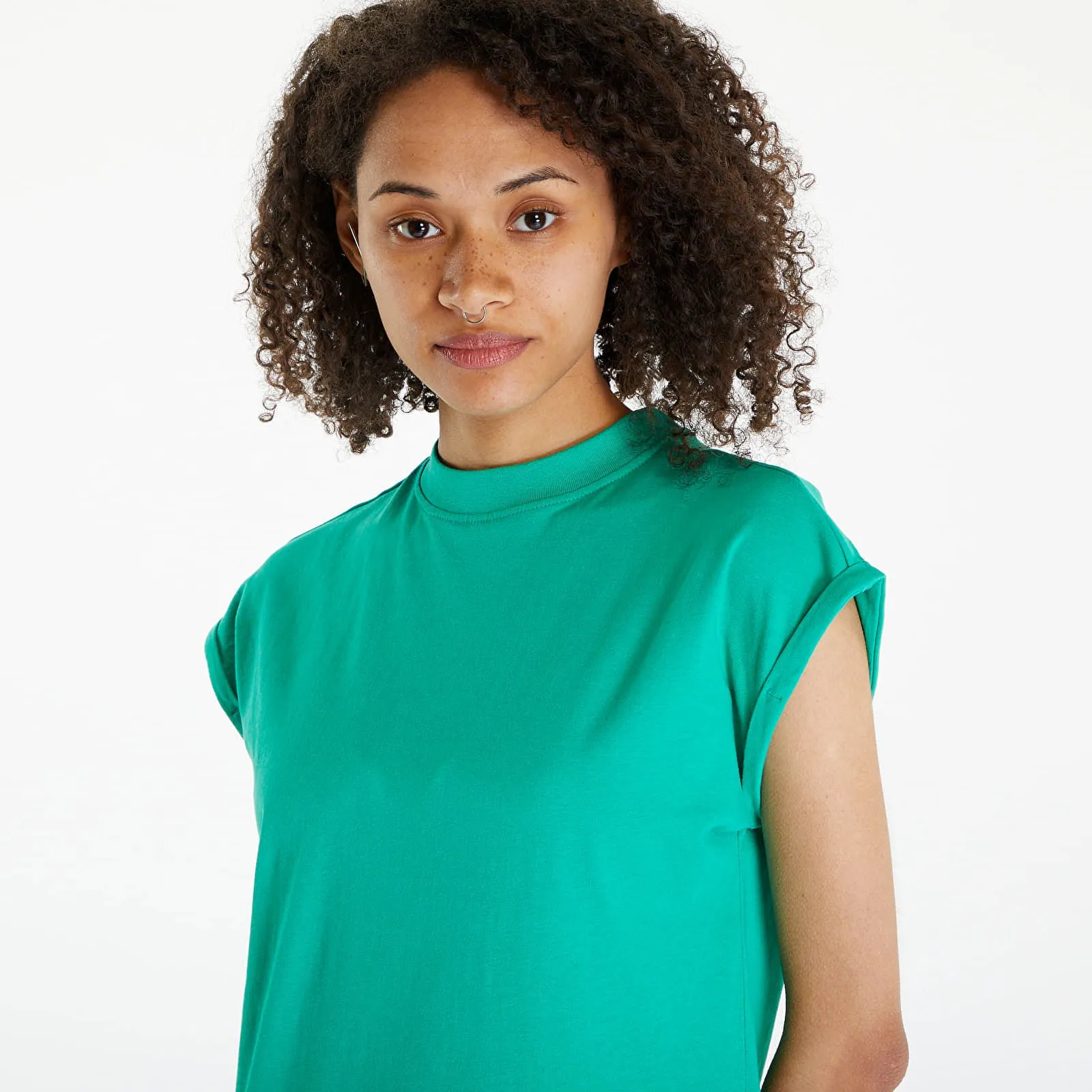 Urban Classics Dresses Ladies Long Extended Shoulder Dress Ferngreen