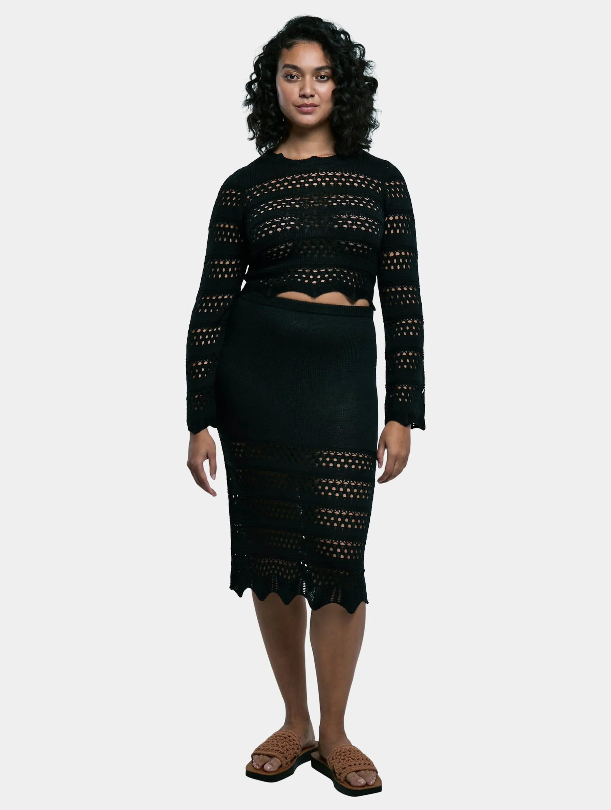Urban Classics Ladies 3/4 Crochet Knit