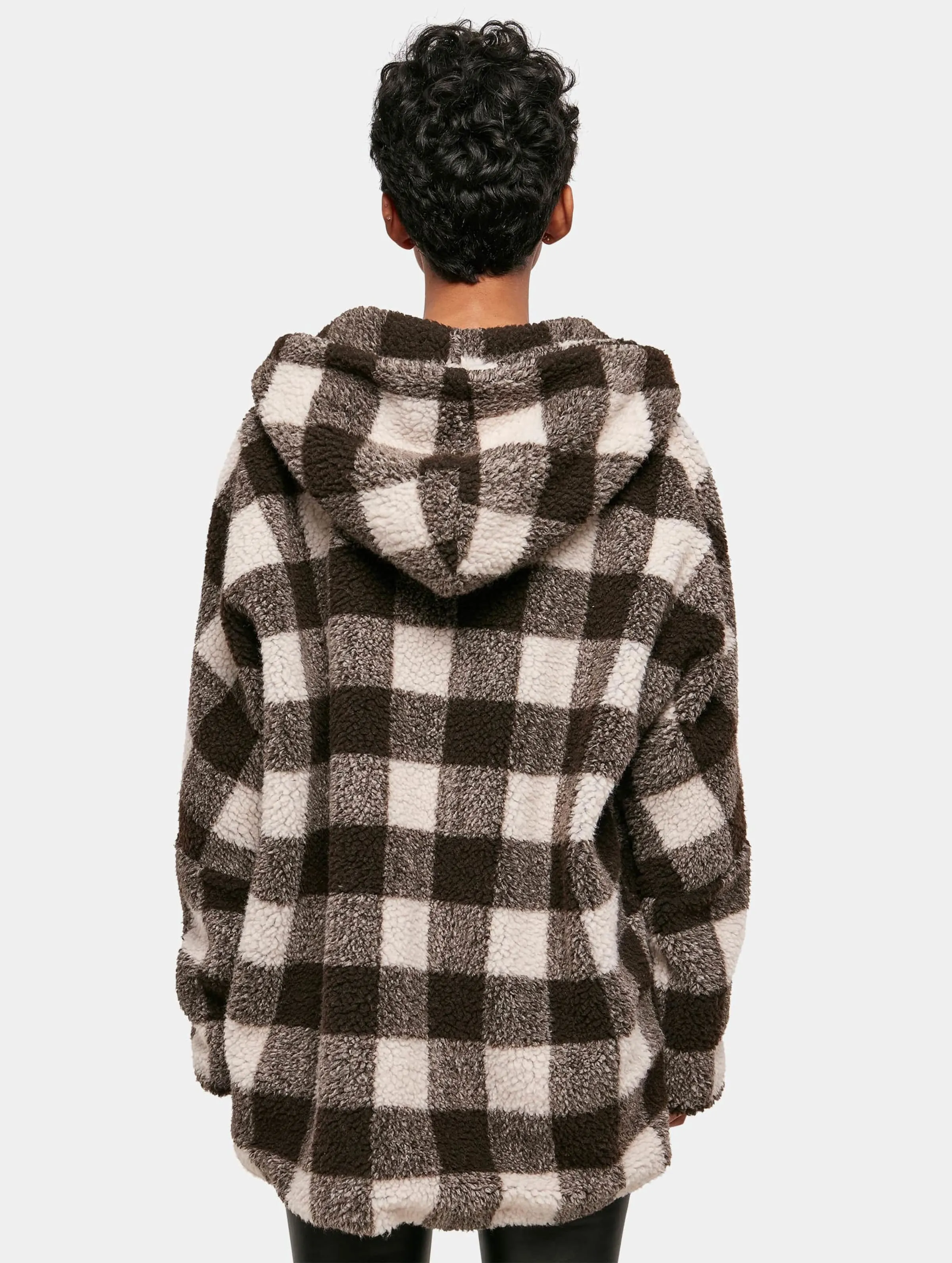Urban Classics Ladies Hooded Oversized Check Sherpa