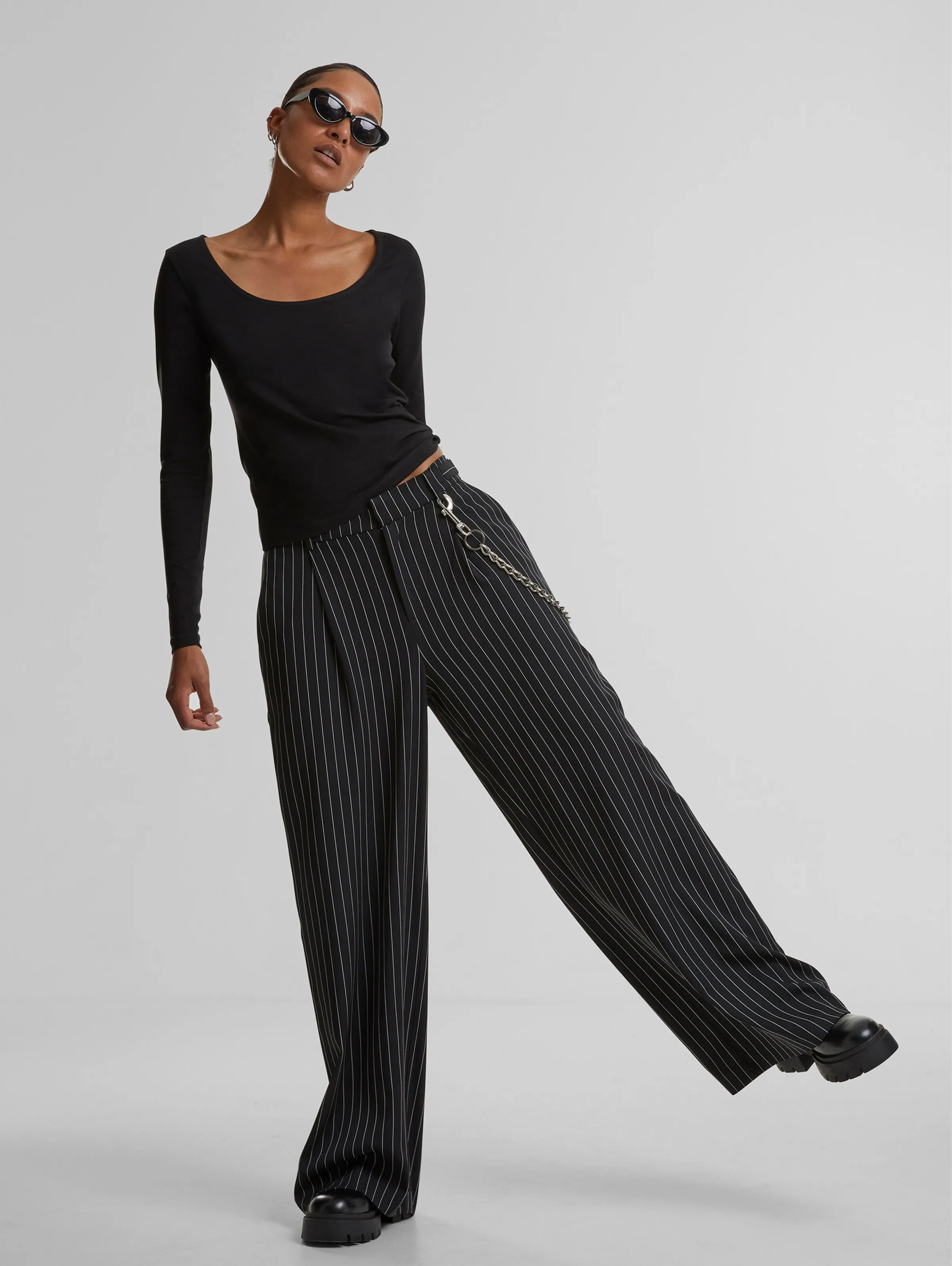 Urban Classics Ladies Pinstripe Wide Leg