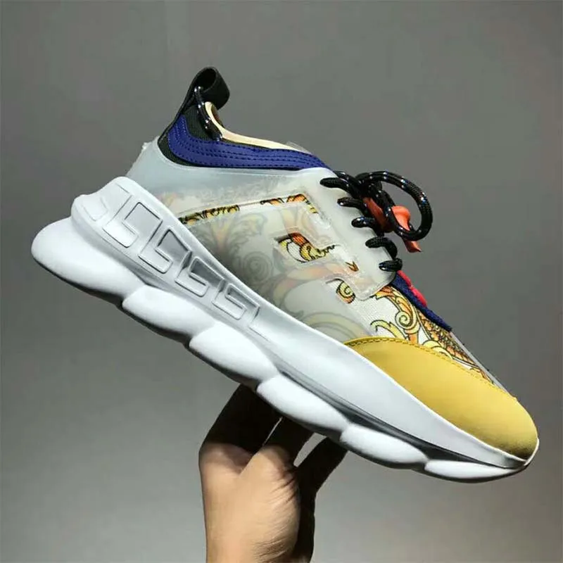 VERSACE HOMBRE ZAPATOS CHAIN REACTION ZAPATILLASAMARILLO