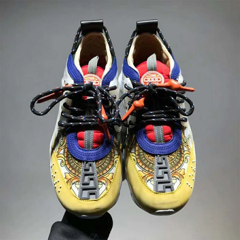 VERSACE HOMBRE ZAPATOS CHAIN REACTION ZAPATILLASAMARILLO