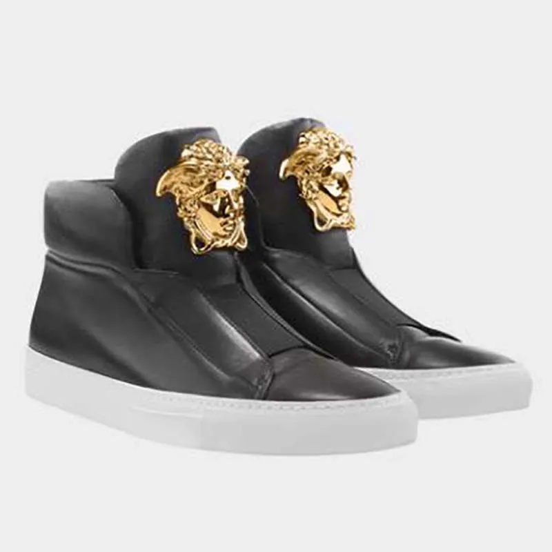 VERSACE HOMBRES ZAPATOS PALAZZO ZAPATILLAS ALTASNEGRO