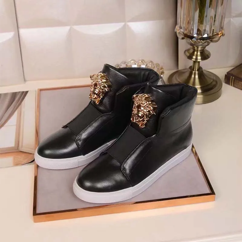 VERSACE HOMBRES ZAPATOS PALAZZO ZAPATILLAS ALTASNEGRO