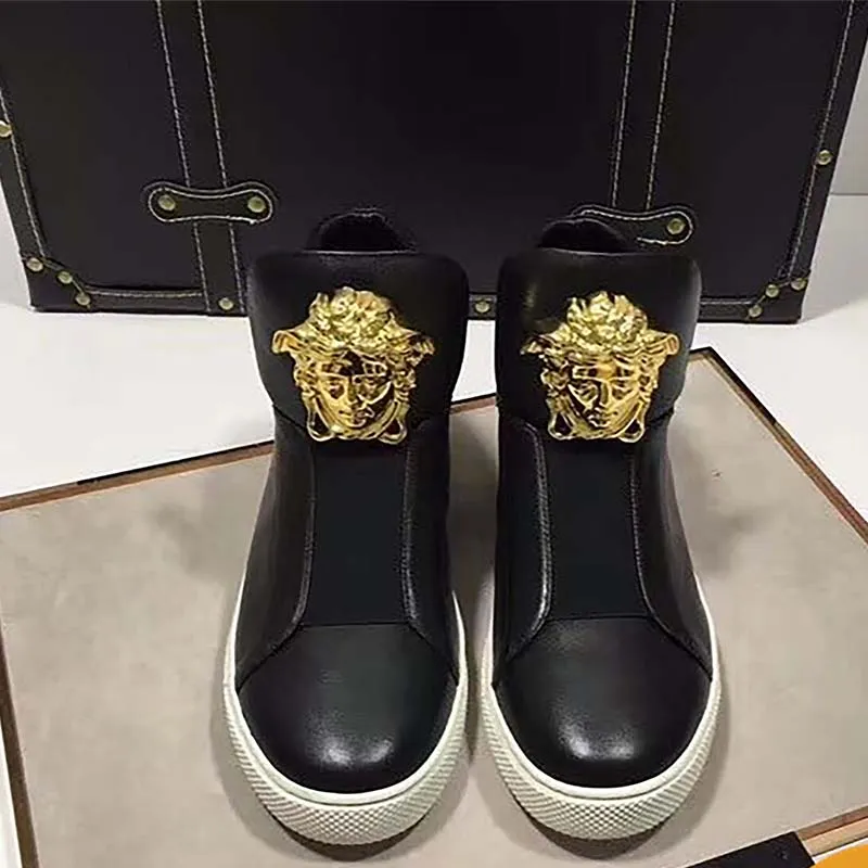 VERSACE HOMBRES ZAPATOS PALAZZO ZAPATILLAS ALTASNEGRO