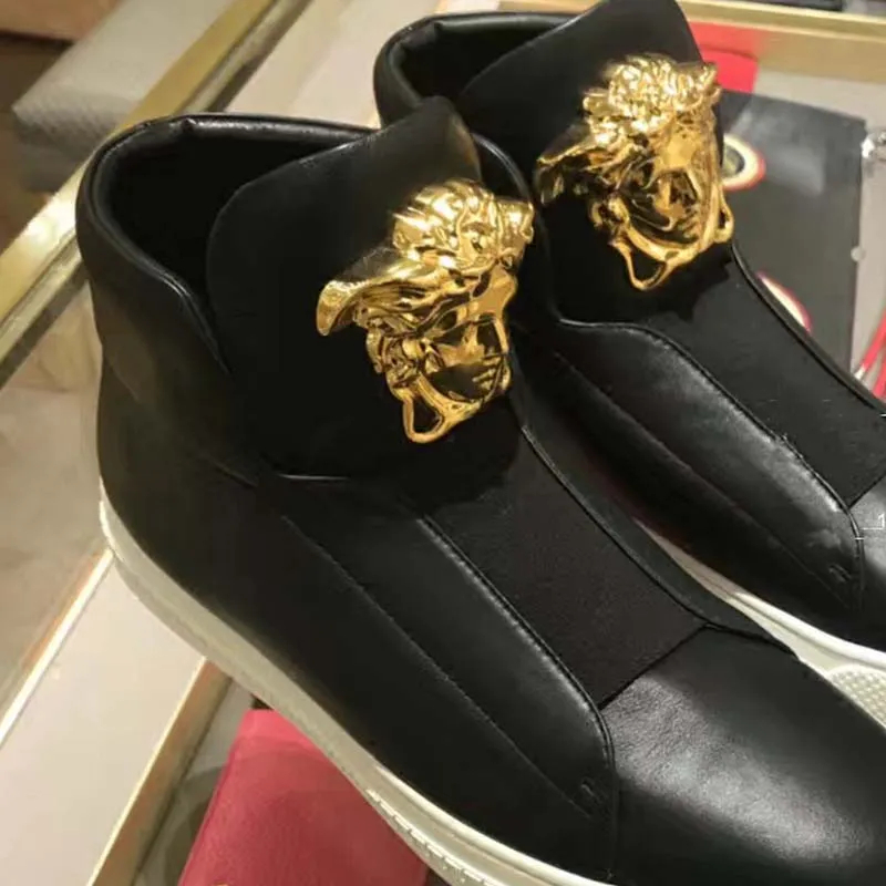VERSACE HOMBRES ZAPATOS PALAZZO ZAPATILLAS ALTASNEGRO