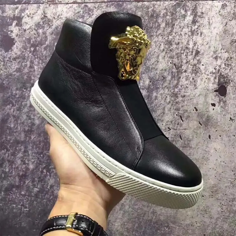 VERSACE HOMBRES ZAPATOS PALAZZO ZAPATILLAS ALTASNEGRO