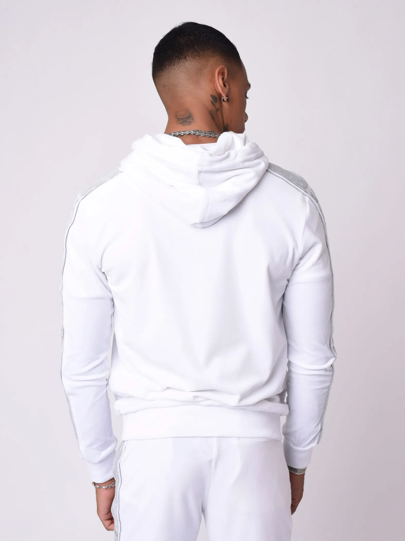 Veste à capuche bande logo strass